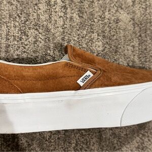 Vans Tan Suede Slip-On Sneakers